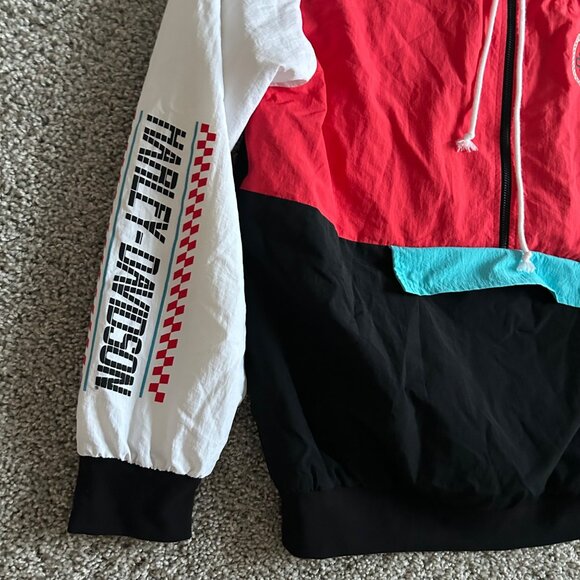 Harley-Davidson Colorblock Pullover Windbreaker Jacket Hooded With Graphics - Picture 6 of 13